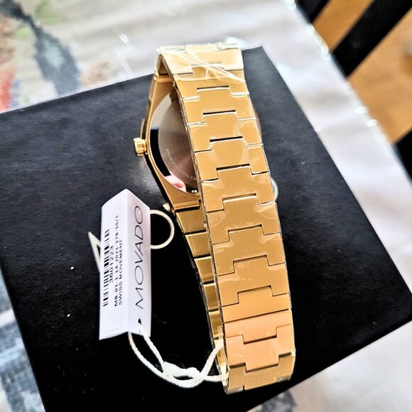 Movado Men's Bold Quest Sunray Gold Black Dial Swiss Watch - Picture 9 of 9